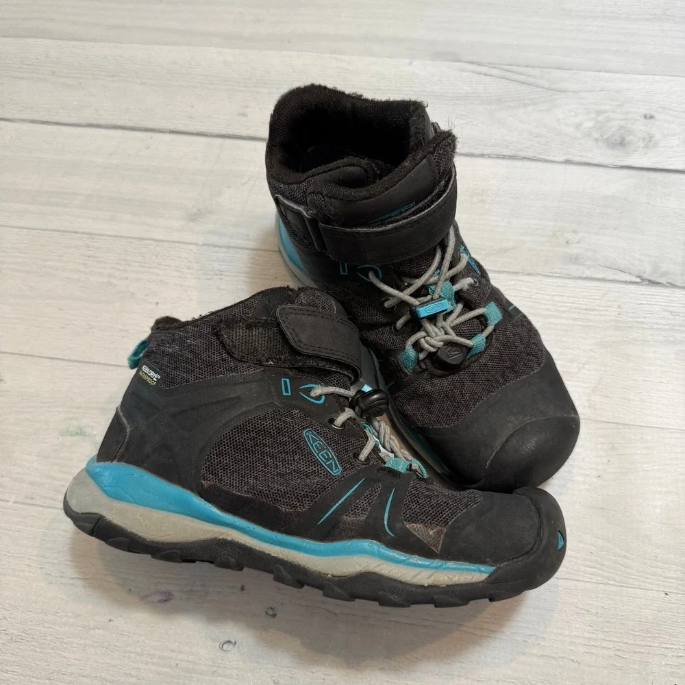 Keen kids black and blue‎ hiking boots shoes youth size 12